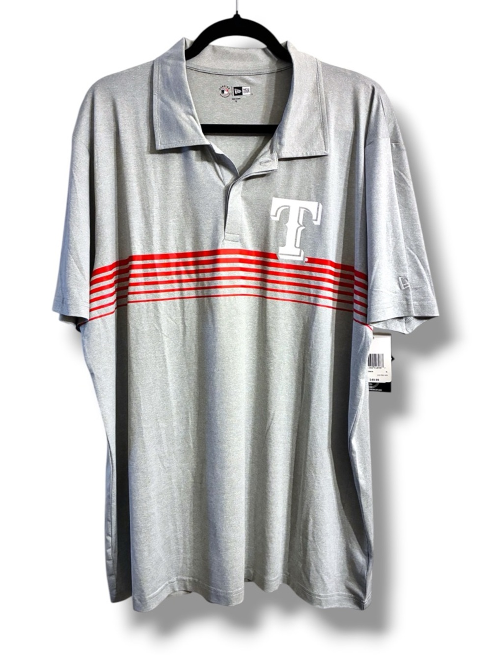 ⚾ Texas Rangers New Era Polo Shirt Men’s XL NWT Gray Striped MLB Golf Shirt